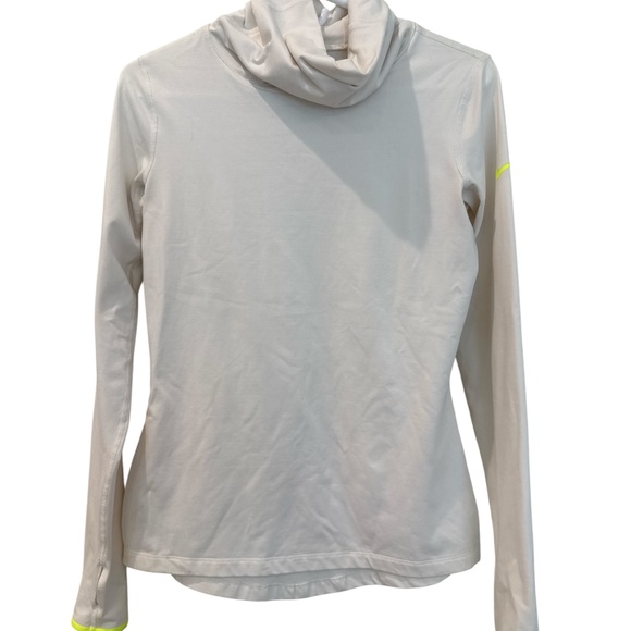 Nike Pro Dri Fit Long Sleeve Top Turtle Neck Cream Size Medium Activewear - Picture 2 of 8